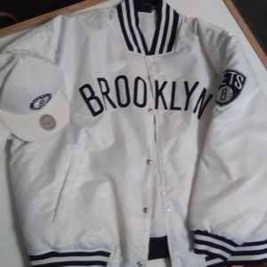 Brooklyn Nets Satin Bomber & Adjustable Cap